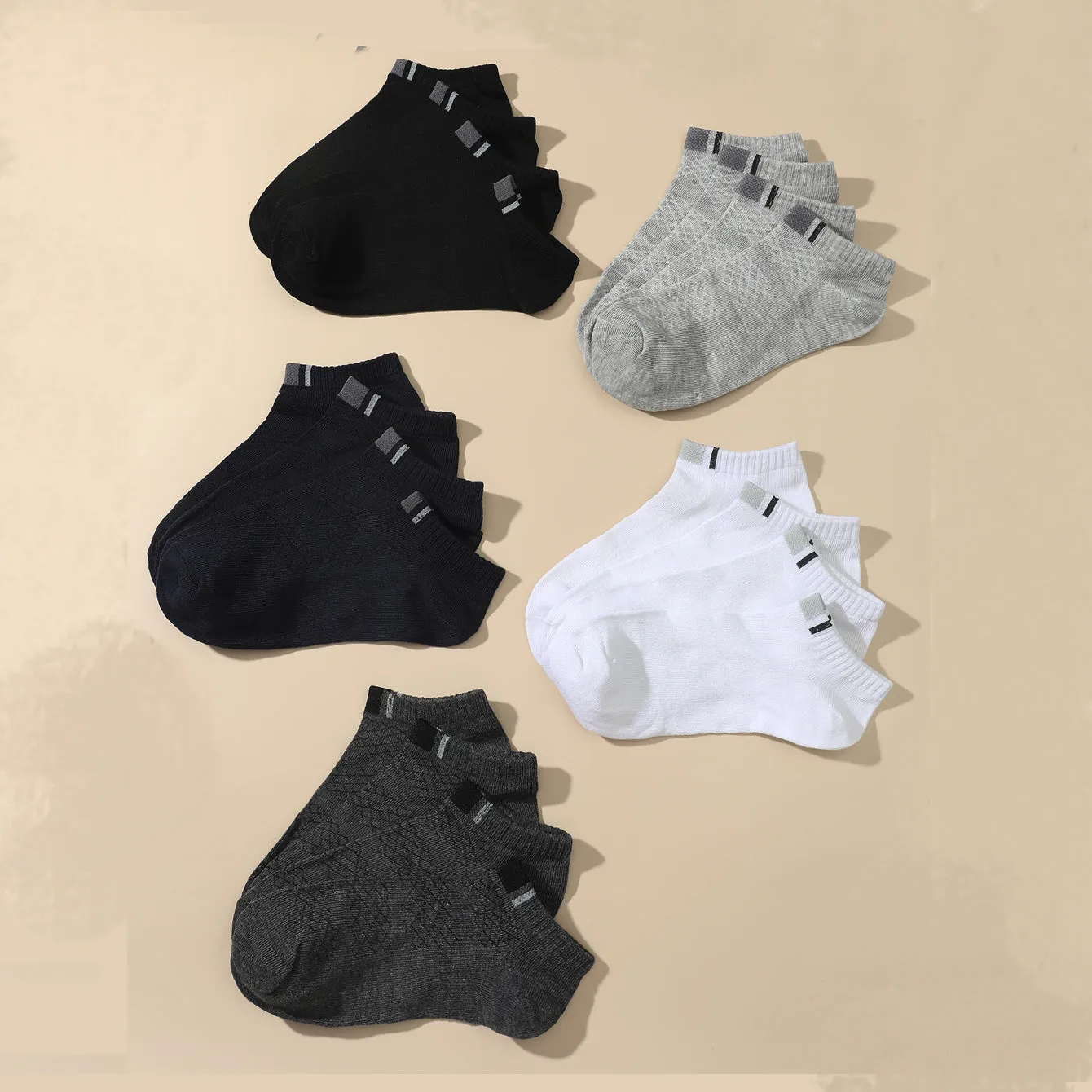 10pairs Men's Striped Basic Crew Socks