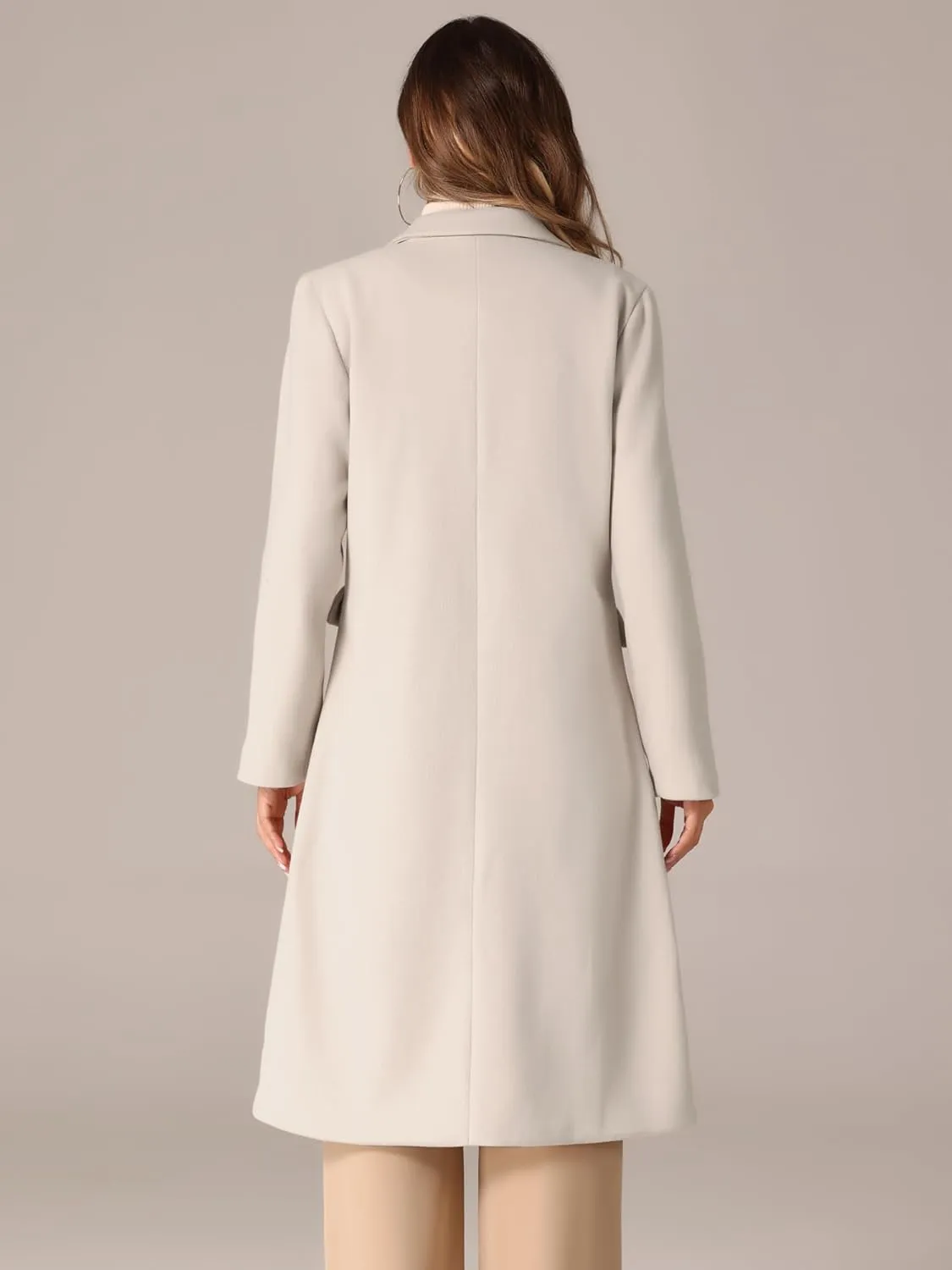 Allegra K Double Breasted Coat for Women's Notched Lapel Collar Classic Winter Overwear