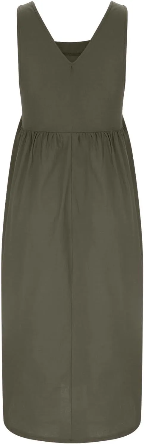 Barrel Overall Dress for Women Loose Adjutable Strap Big Pockets Jumper Dress Plus Size Casual Pinafore Maxi Dresses