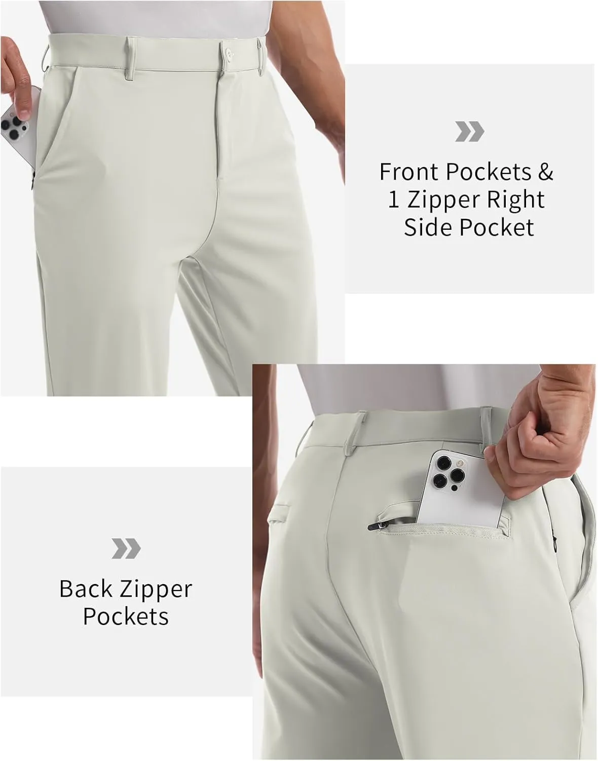 CANGHPGIN Mens Athletic Joggers with Zipper Pockets Lightweight Golf Pants Men Stretch Relaxed Fit Tapered Work Travel Pants