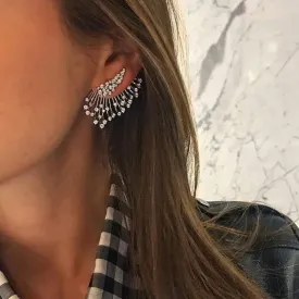 Doubnine Feather Earring Jacket Front Back Stud One Ear Boho Silver Earring Jewelry Women