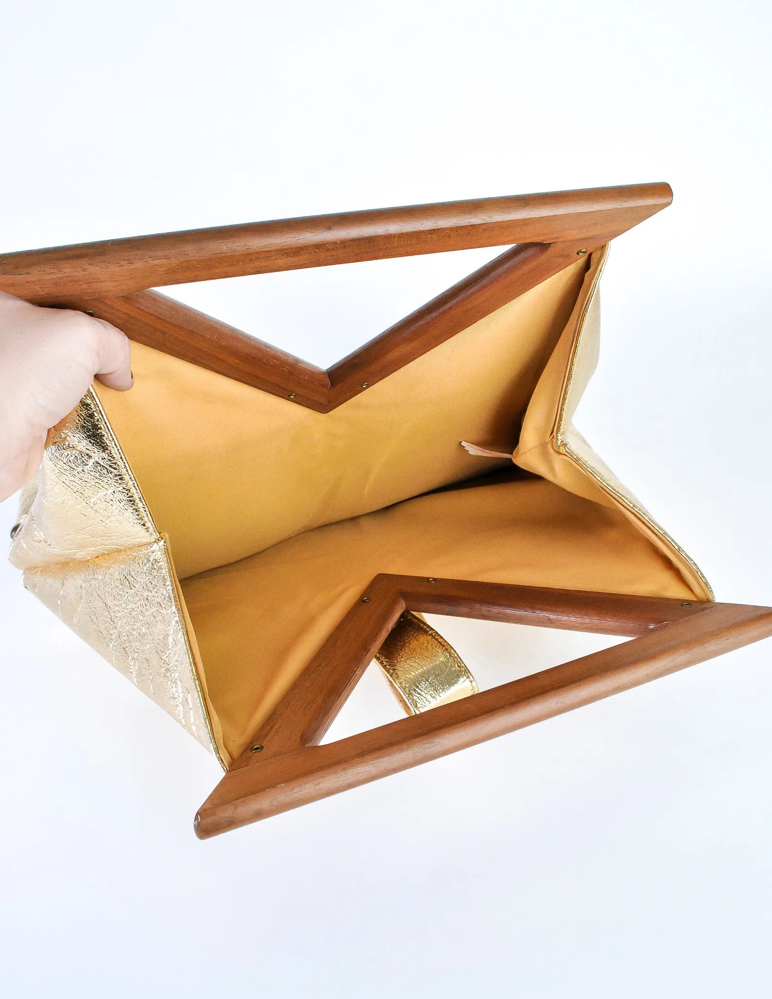 Excel Vintage Gold Lame Geometric Handbag