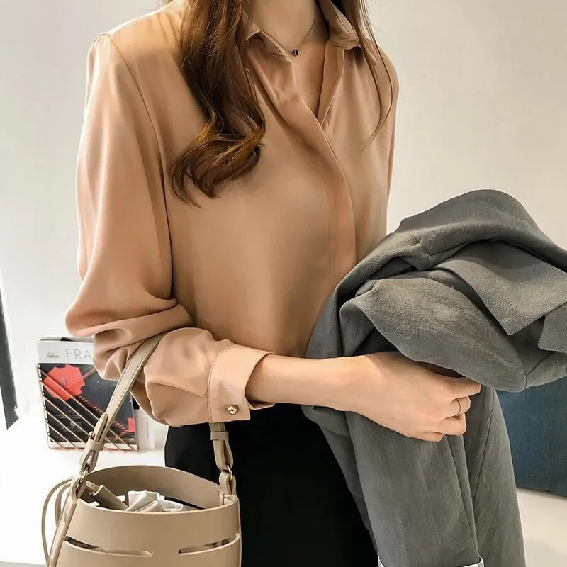 Graduation Gifts Autumn Women 2022 Fashion Blouses Solid Plus Size Female Clothes Loose Shirt Long Sleeve Blouse Simple OL Feminine Blusa Mujer