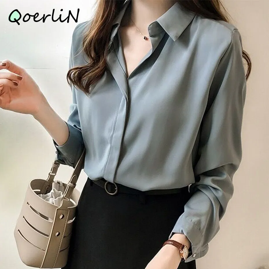Graduation Gifts Autumn Women 2022 Fashion Blouses Solid Plus Size Female Clothes Loose Shirt Long Sleeve Blouse Simple OL Feminine Blusa Mujer