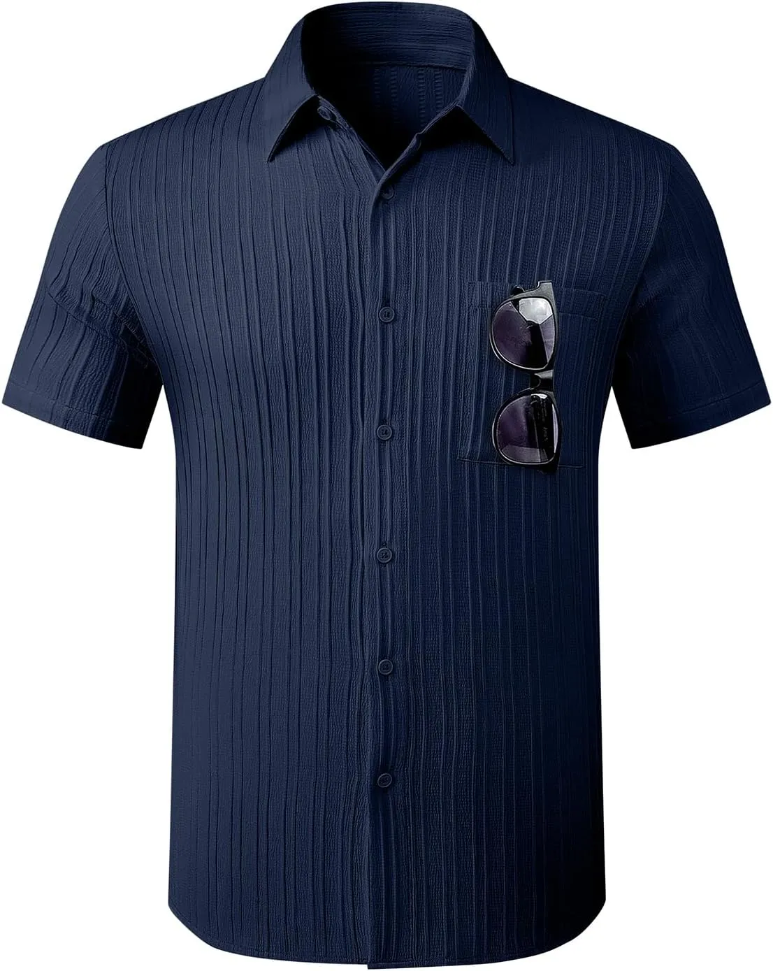 JMIERR Hawaiian Shirt for Men Button Down Short Sleeve Shirts Textured Casual Summer Beach Linen Shirts
