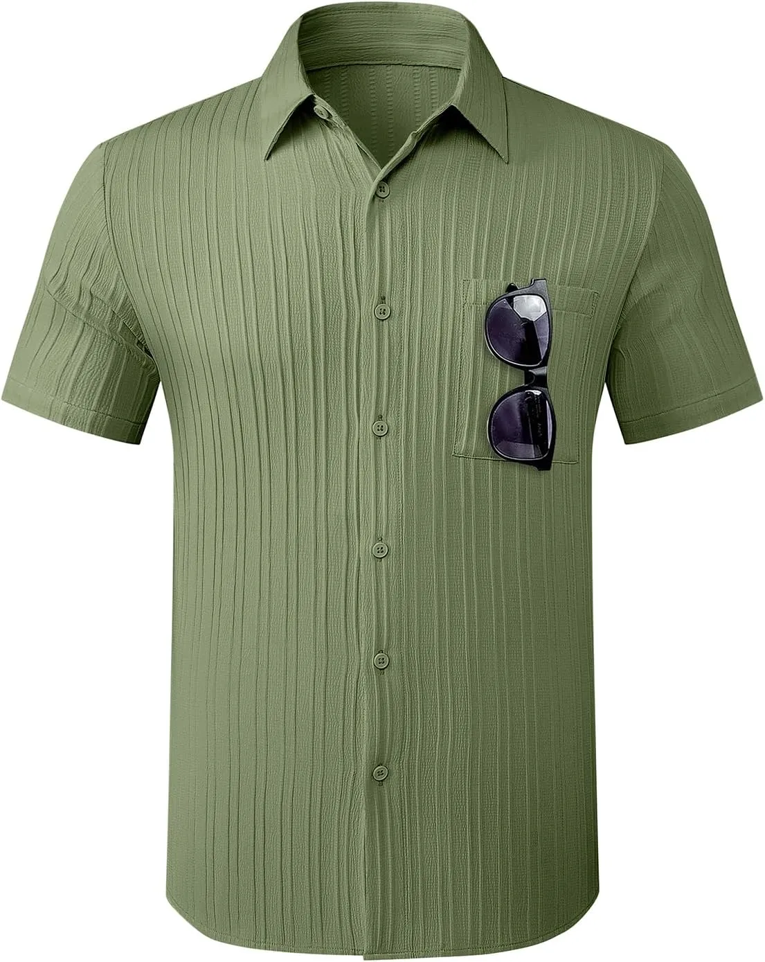 JMIERR Hawaiian Shirt for Men Button Down Short Sleeve Shirts Textured Casual Summer Beach Linen Shirts
