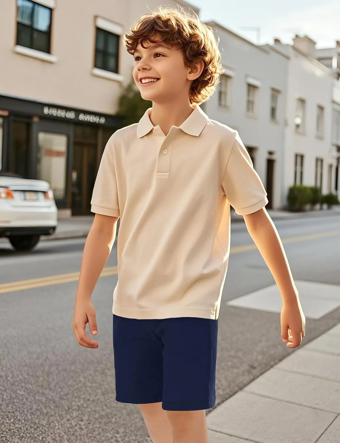 KEREDA Boys School Uniform Golf Shorts Pull On Preppy Shorts Kids Clothes with Pockets