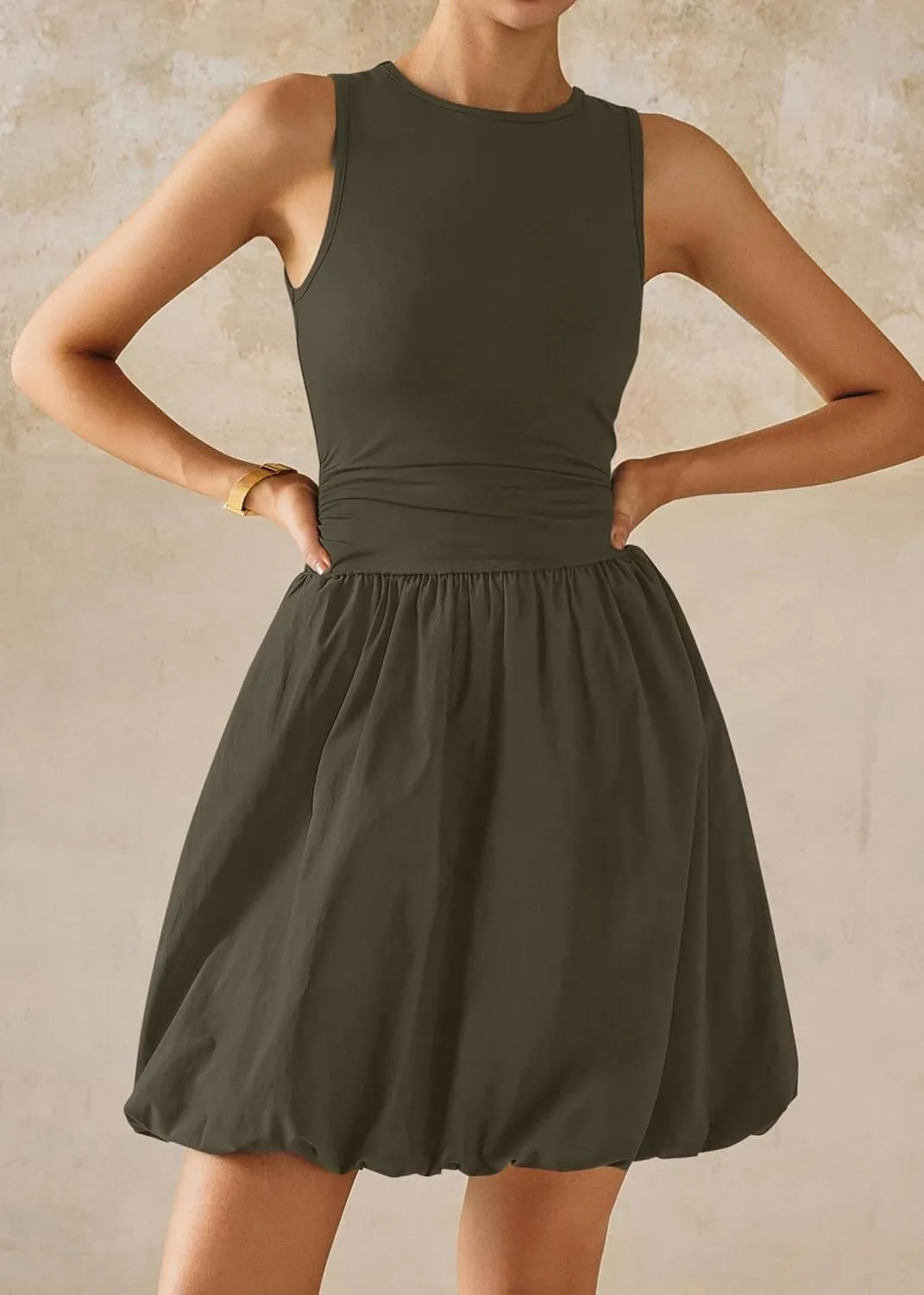 KIRUNDO Summer Bubble Dress for Women 2025 Casual Mini Spring Bodycon Cocktail Dresses Sleeveless Drop Waist Sundress Beach