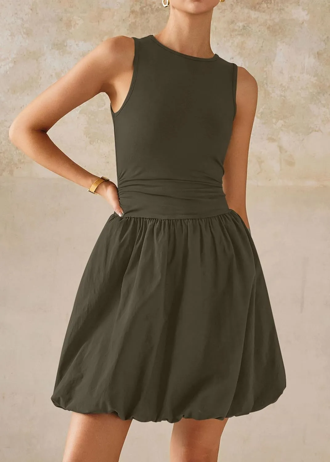 KIRUNDO Summer Bubble Dress for Women 2025 Casual Mini Spring Bodycon Cocktail Dresses Sleeveless Drop Waist Sundress Beach