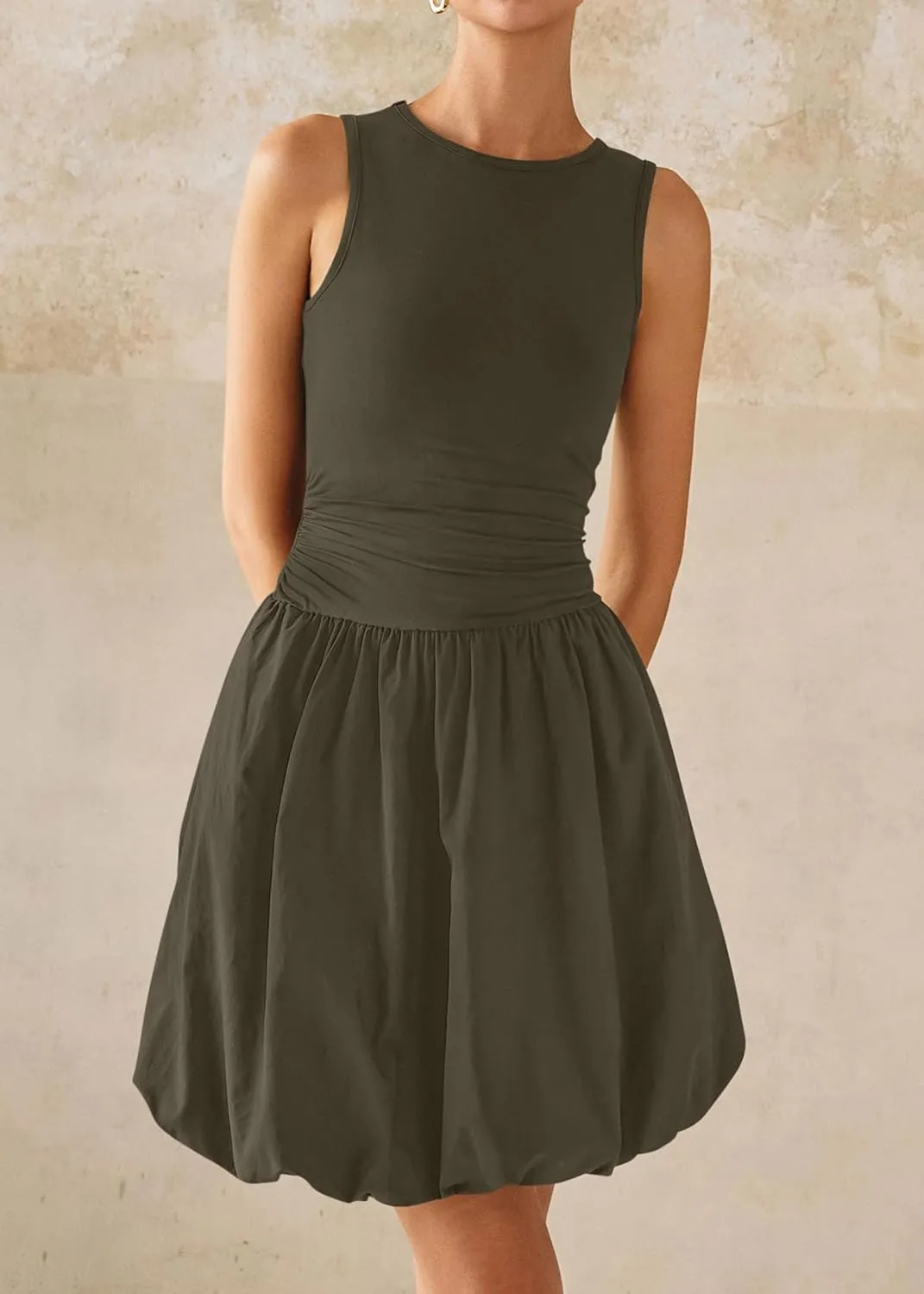 KIRUNDO Summer Bubble Dress for Women 2025 Casual Mini Spring Bodycon Cocktail Dresses Sleeveless Drop Waist Sundress Beach