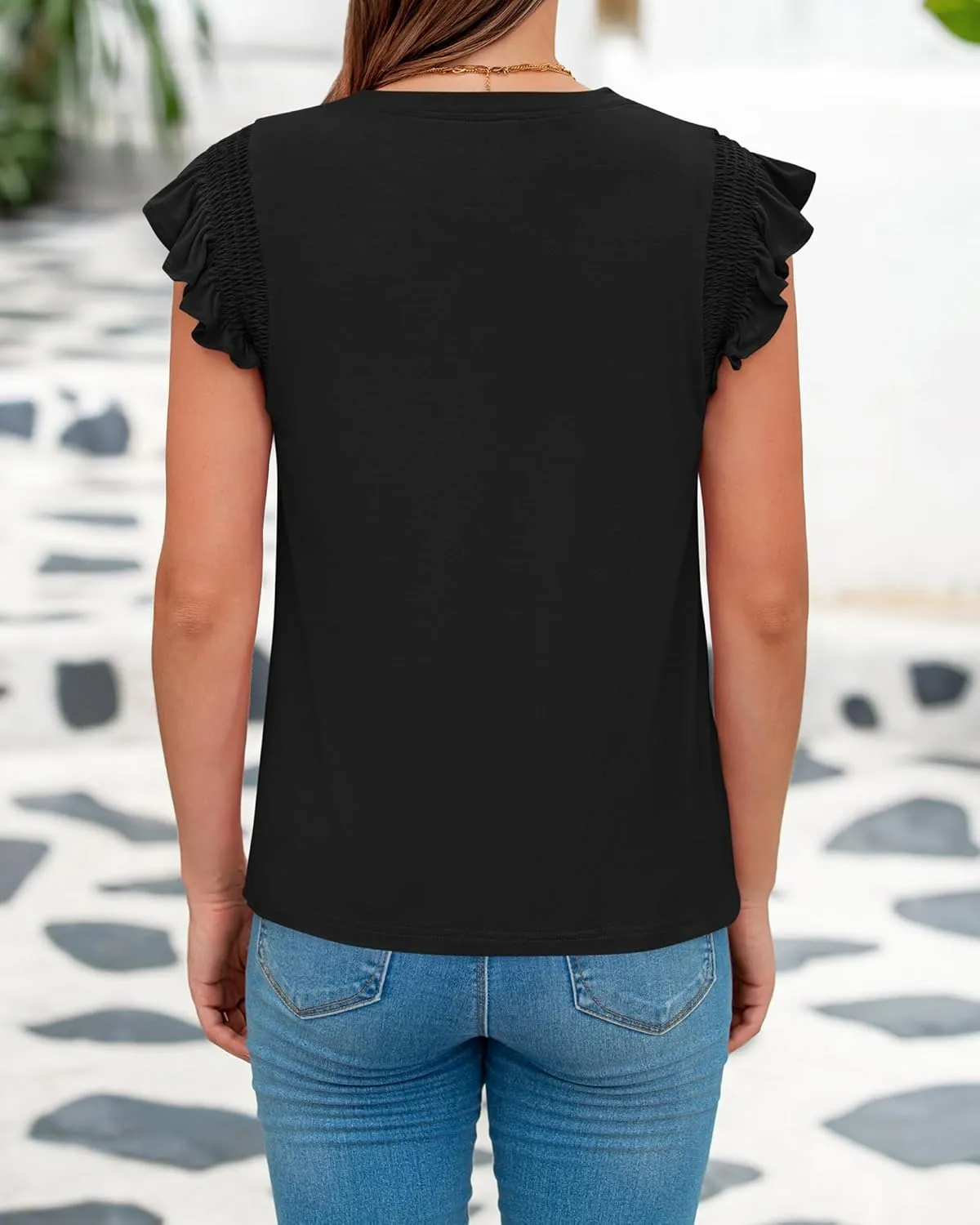 KIRUNDO Womens Tops 2025 Spring Fashion Ruffle Cap Sleeve Casual T Shirts Summer Crewneck Basic Tee Cute Blouses Clothing