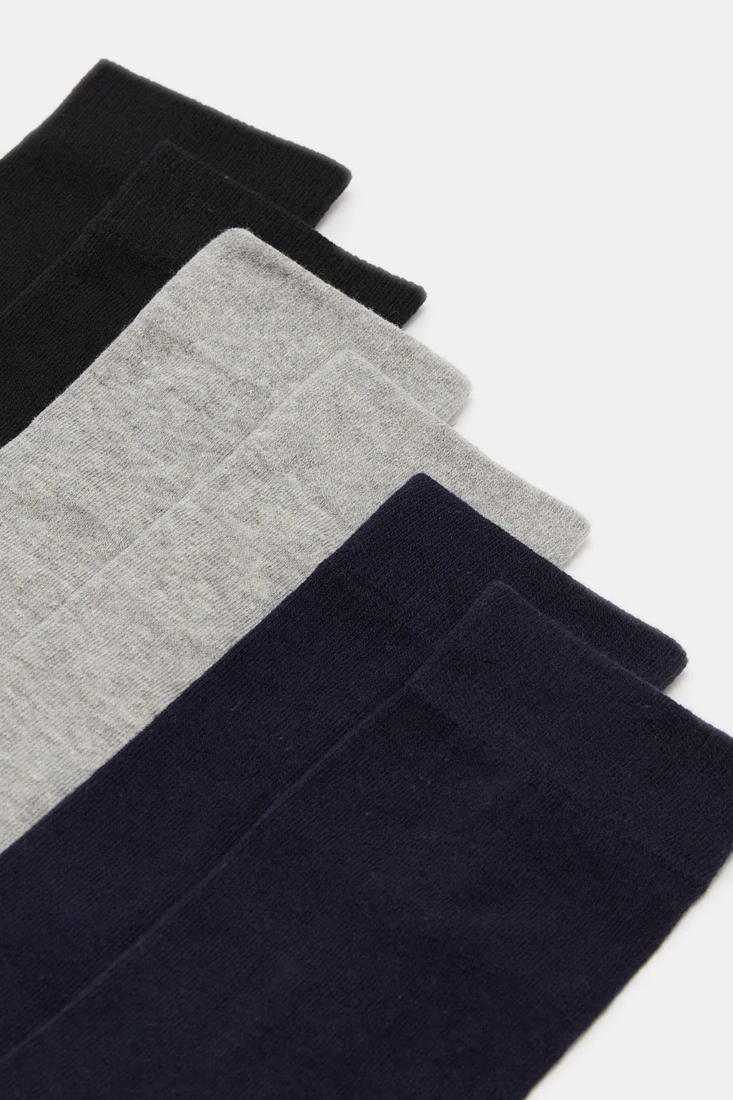 Men Assorted Plain Crew Socks (Pack of 3)