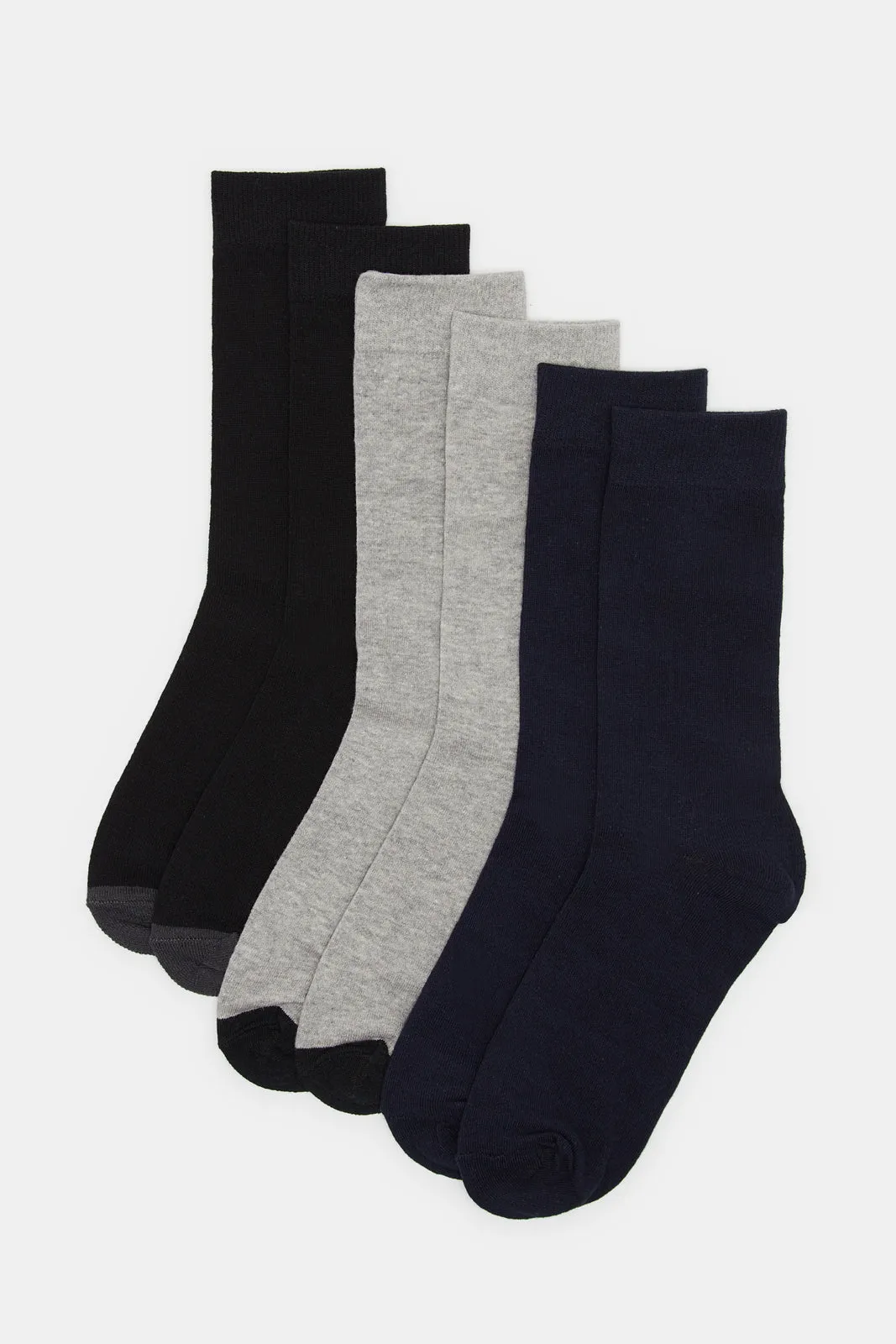 Men Assorted Plain Crew Socks (Pack of 3)