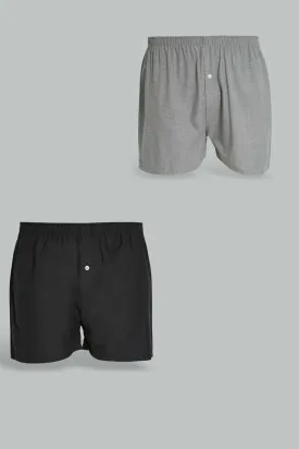 Men Black And Grey Boxer Short Set (2 Piece)