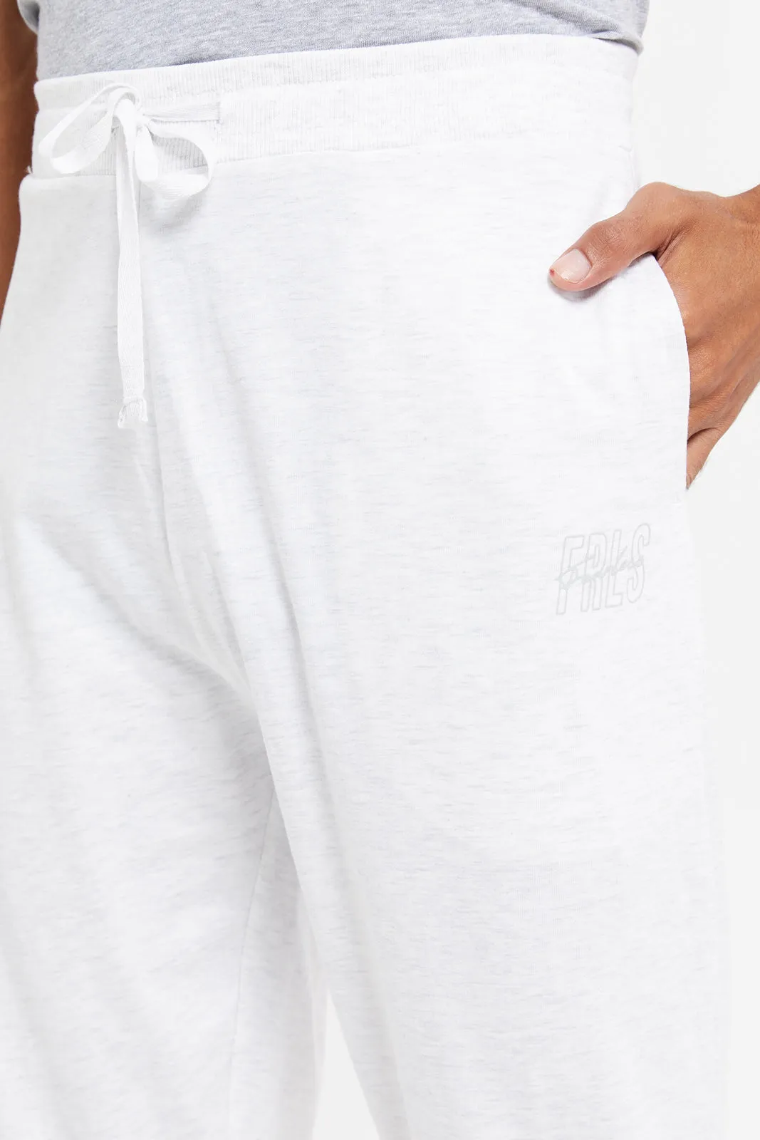 Men Ecru Cuffed Pyjama Bottom