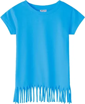 Noomelfish Girls Short Sleeve Fringe T-Shirts Soft Jersey Cotton Tee Tops (3-12 Years)