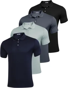 PINSPARK 1/3/4/5 Pack: Golf Polo Shirts for Men Multipacks Quick Dry Short Sleeve Collared Shirt Slim Fit Casual Polos Shirt
