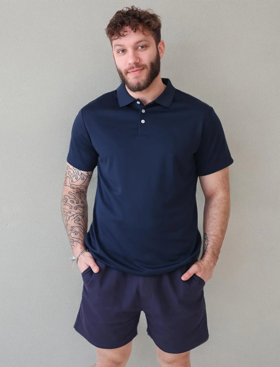 PINSPARK 1/3/4/5 Pack: Golf Polo Shirts for Men Multipacks Quick Dry Short Sleeve Collared Shirt Slim Fit Casual Polos Shirt