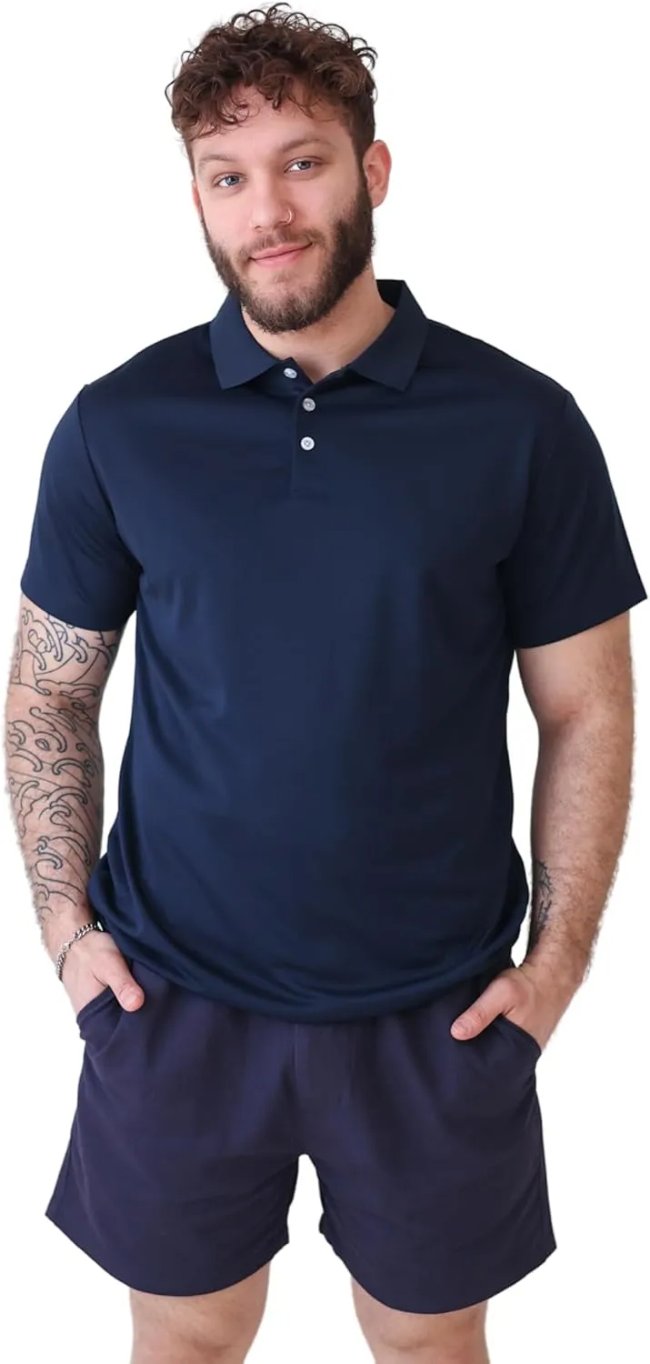 PINSPARK 1/3/4/5 Pack: Golf Polo Shirts for Men Multipacks Quick Dry Short Sleeve Collared Shirt Slim Fit Casual Polos Shirt