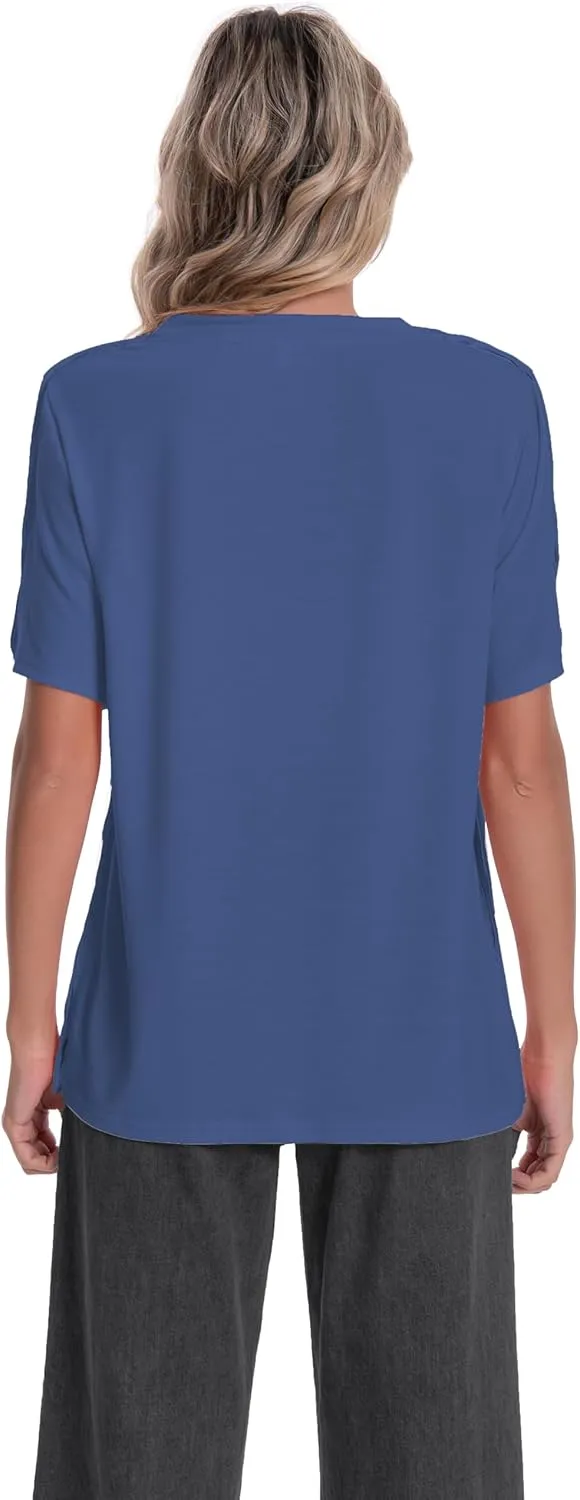 Post Shoulder Surgery Shirt for Women Short Sleeve V Neck Rotator Cuff Broken Arm Recovery Must Haves Clothing Comfy Shirts