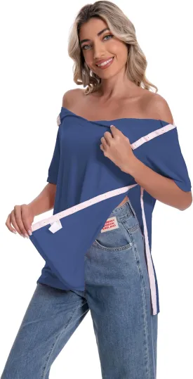 Post Shoulder Surgery Shirt for Women Short Sleeve V Neck Rotator Cuff Broken Arm Recovery Must Haves Clothing Comfy Shirts