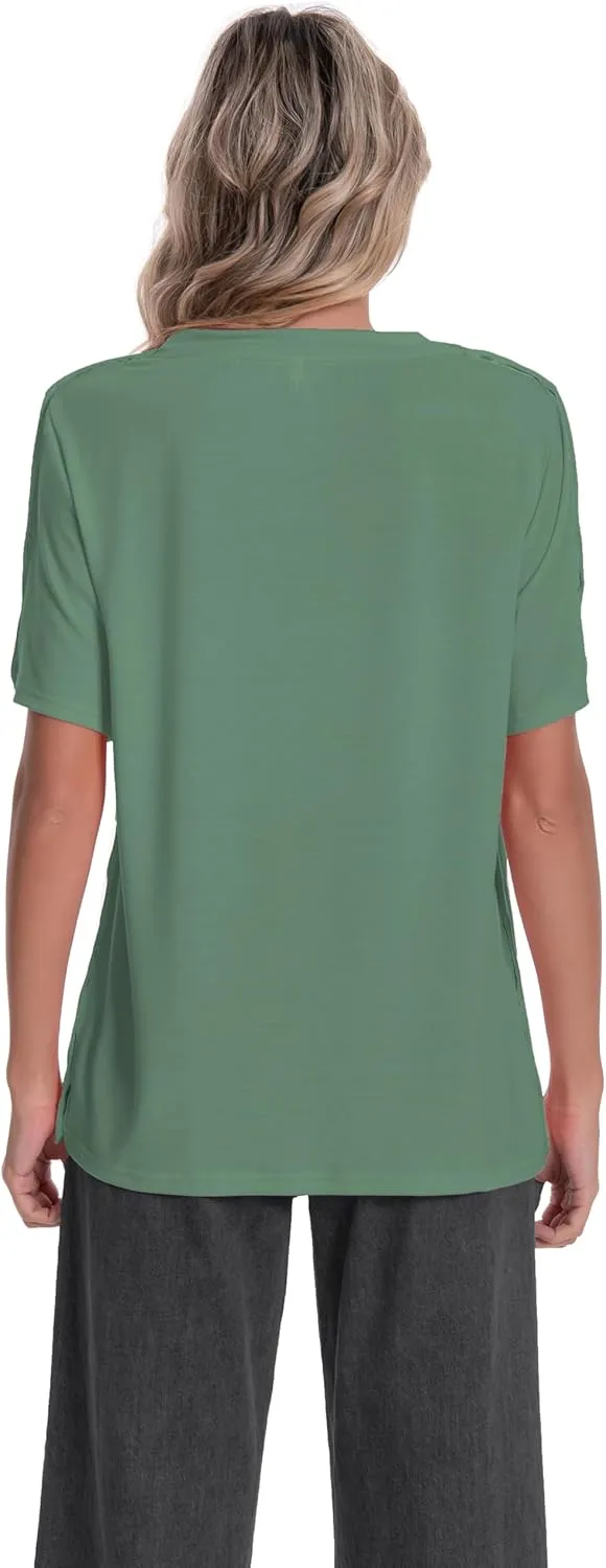 Post Shoulder Surgery Shirt for Women Short Sleeve V Neck Rotator Cuff Broken Arm Recovery Must Haves Clothing Comfy Shirts