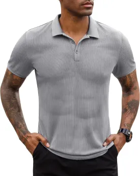 Stretch Polo Shirts for Men Short Sleeve Golf Polo Shirts Slim Polo T-Shirts for Men Golf Shirts Tennis Polo