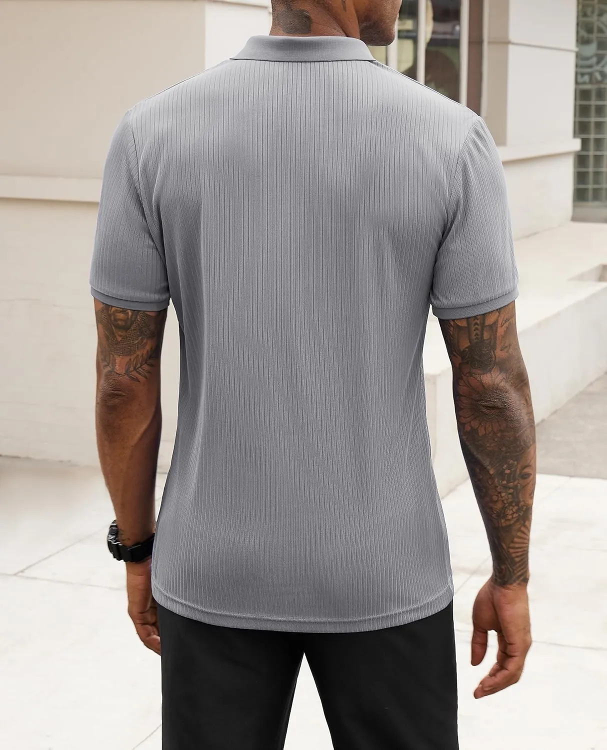 Stretch Polo Shirts for Men Short Sleeve Golf Polo Shirts Slim Polo T-Shirts for Men Golf Shirts Tennis Polo