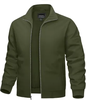 TACVASEN Men's Bomber Jacket Lightweight Casual Windproof Running Spring Windbreaker Sportswear Outerwear