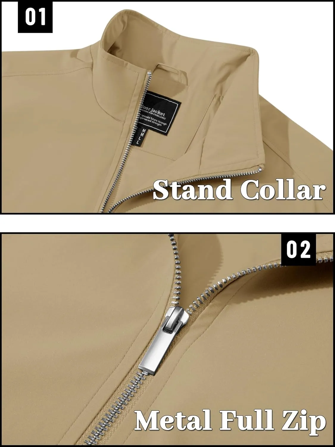 TACVASEN Men's Bomber Jacket Lightweight Casual Windproof Running Spring Windbreaker Sportswear Outerwear