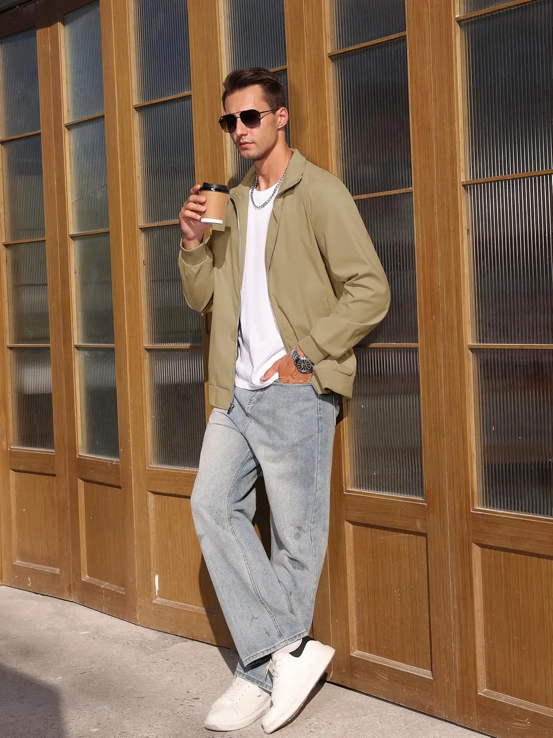 TACVASEN Men's Bomber Jacket Lightweight Casual Windproof Running Spring Windbreaker Sportswear Outerwear