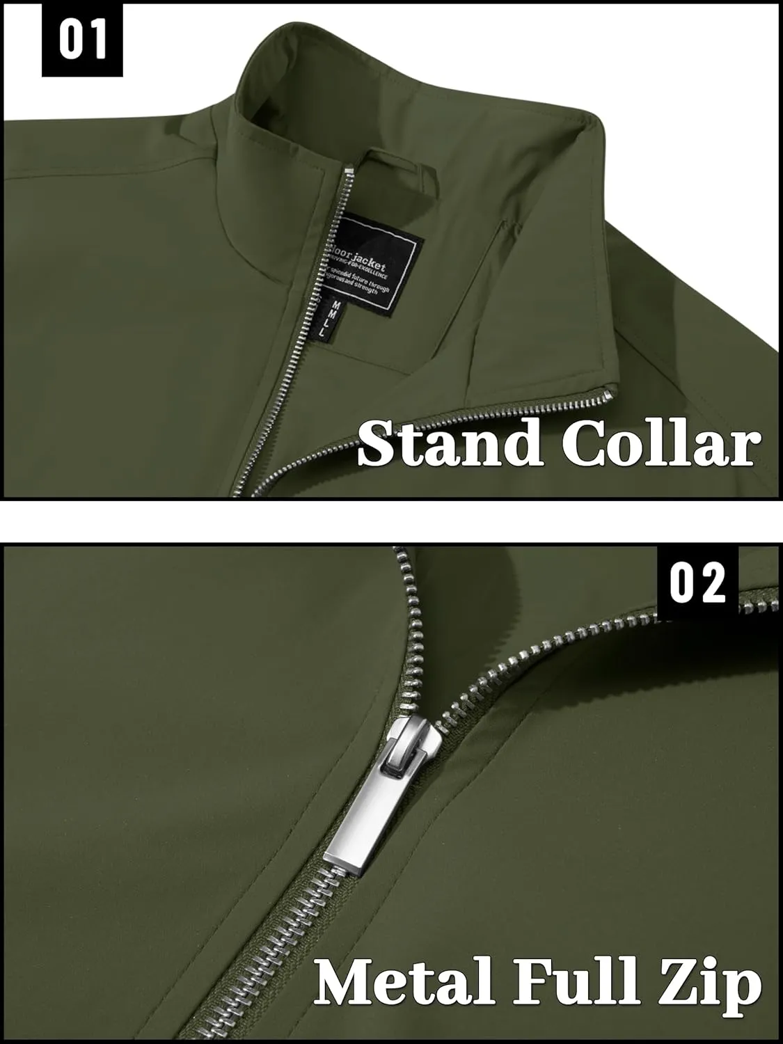 TACVASEN Men's Bomber Jacket Lightweight Casual Windproof Running Spring Windbreaker Sportswear Outerwear