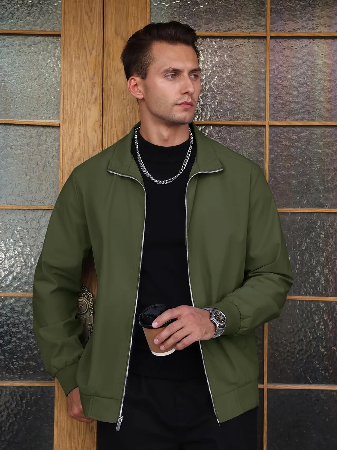 TACVASEN Men's Bomber Jacket Lightweight Casual Windproof Running Spring Windbreaker Sportswear Outerwear