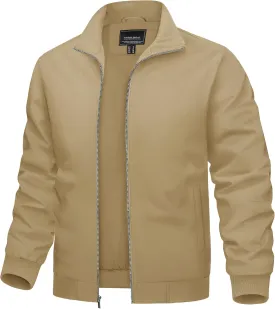 TACVASEN Men's Bomber Jacket Lightweight Casual Windproof Running Spring Windbreaker Sportswear Outerwear
