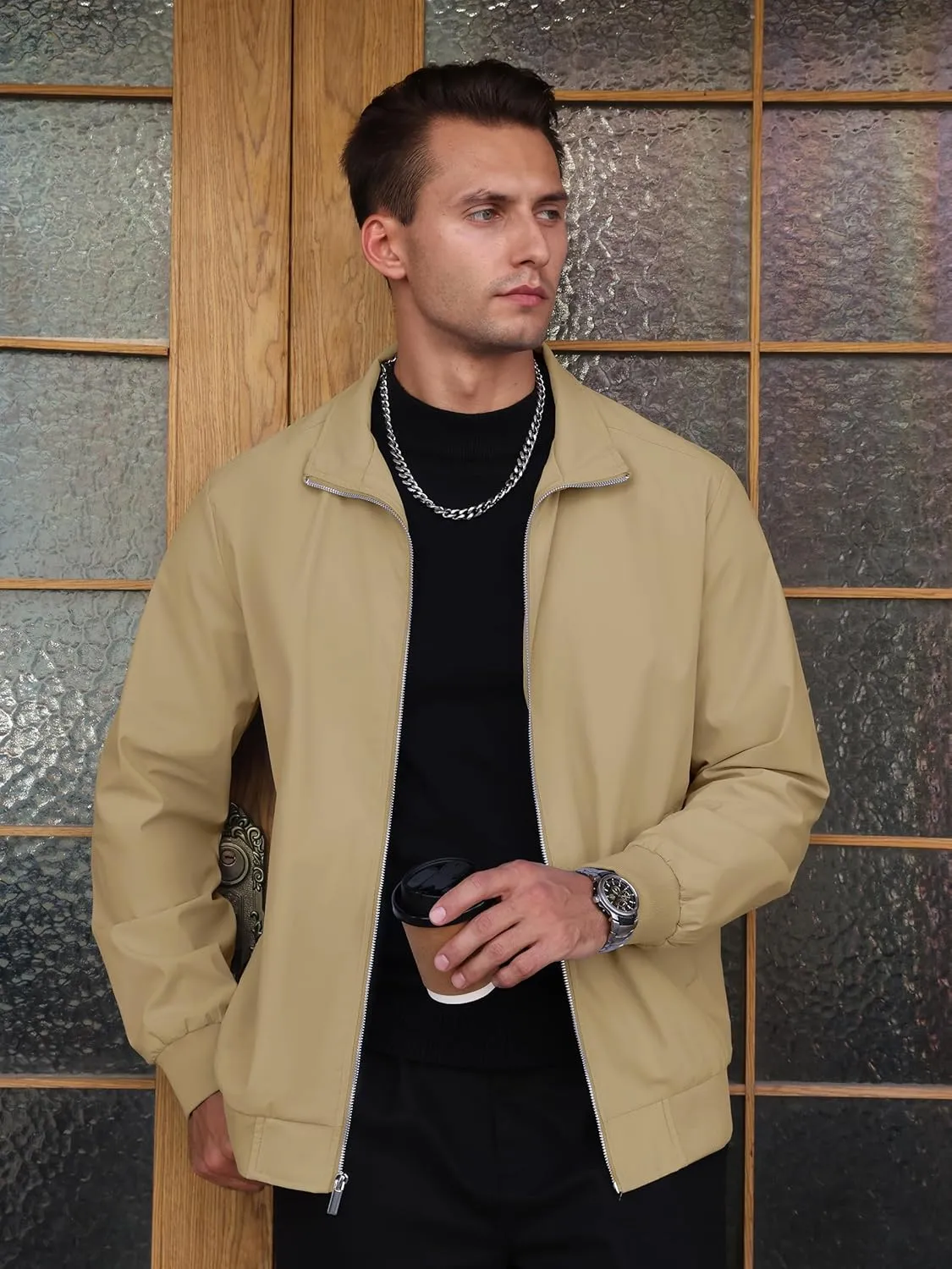TACVASEN Men's Bomber Jacket Lightweight Casual Windproof Running Spring Windbreaker Sportswear Outerwear