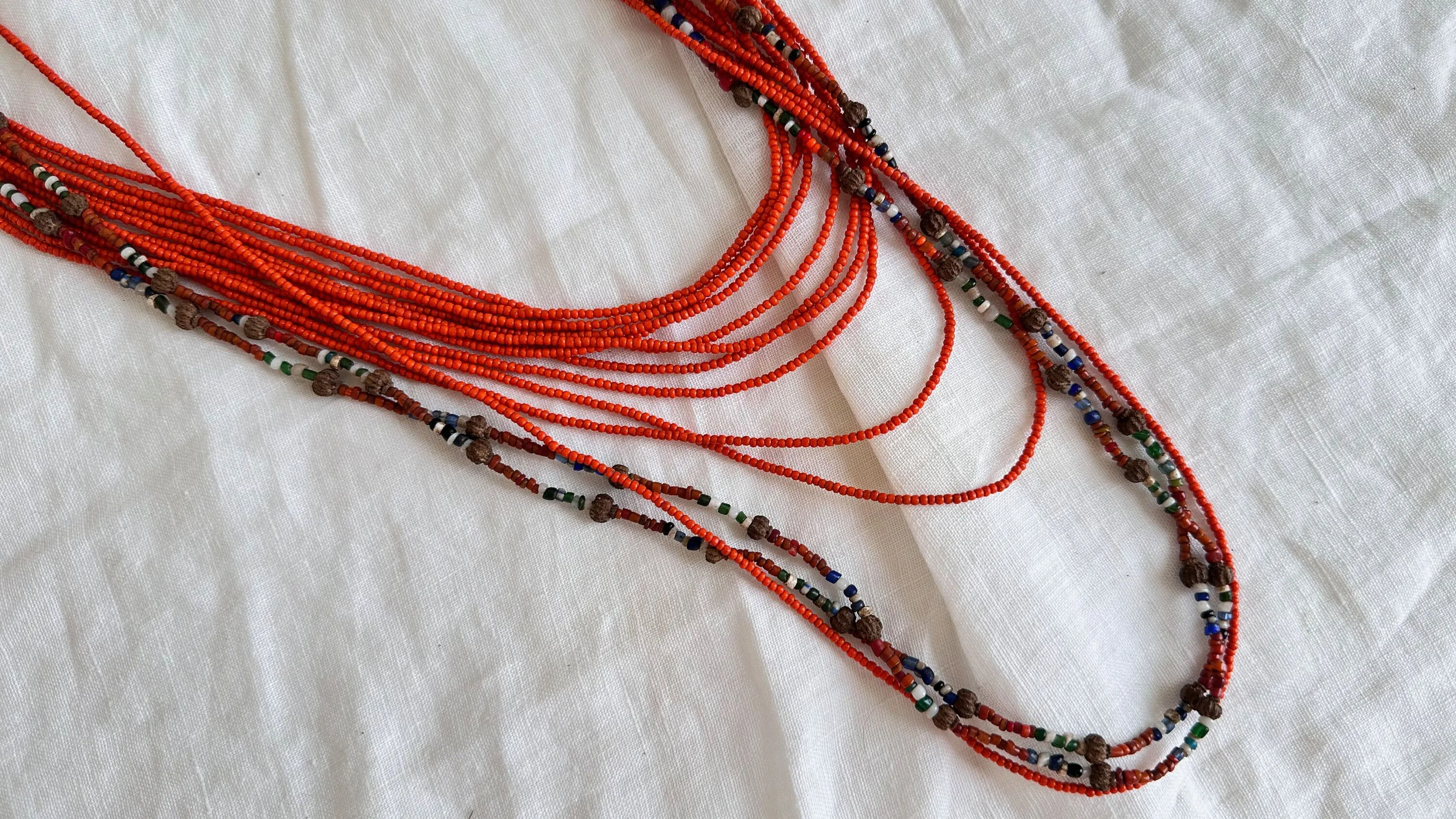 Vintage Bonda Necklace. Multistrand Beaded. Odisha India.