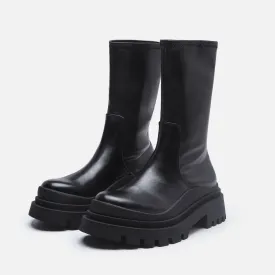 Womens Boots Platform Punk Chunky Block Round Toe Shoes